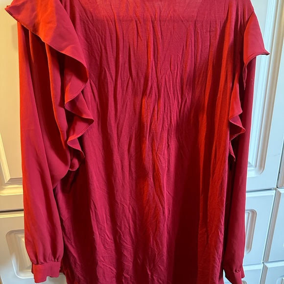 Penningtons Vibrant Red Ruffle Blouse - Picture 2 of 3